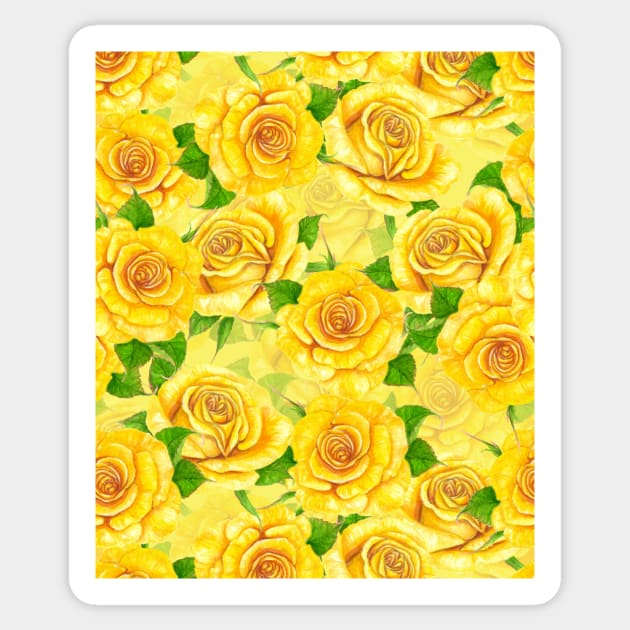 Yellow watercolor roses pattern Sticker by katerinamk